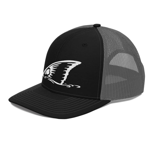 White Redfish Tail Embroidered Trucker Cap for Outdoor Style - Adjustable Comfort and Classic Fit